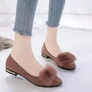 |CCS7F0E|여성 스웨이드 플랫슈즈 퍼 장식 데일리 신발