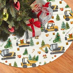 건설 장비 크리스마스 트리 스커트 장식 연필 91 나무용 파티 매트 휴일 농가 홀리데이 포함 4CM 소형 굴삭기 36인치 용품 미니 새해