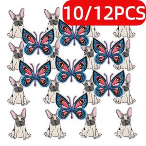 10/12개  묶음/세트 선인장 자수 패치 혼합 웨이브 도그 나비 꽃 아이론 가방/모자/옷용