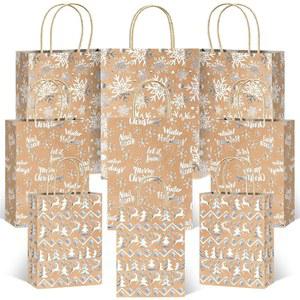 TINLADE 48피스 크리스마스 크래프트 종이 브론징 파티 포장 미디엄 스몰 새해 선물 벌크 휴일 실버 장식용 14개 24개 메탈릭 가방 사이즈 다양한 용품 라지 간식 겨울 10개
