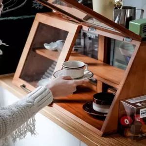 그릇 장식장 우드쇼케이스 주방 카페수납장 컵진열 빈티지 홈카페 원목 옛날찬장 수납