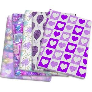 보라색 사랑 심장 발렌타인 데이 폴리 에스터 코튼 바느질 퀼트 직물 재료 DIY 수제 천 1Yc14411