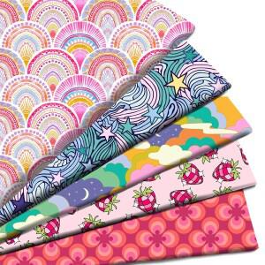 무지개 과일 프린팅 폴리 에스터 순수 코튼 소재 패치 워크 조직 바느질 퀼트 직물 DIY 천