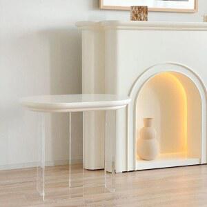 거실 벽난로 콘솔 LED 조명 상품 아이보리 현관 장식장 슬림 90x24 선반