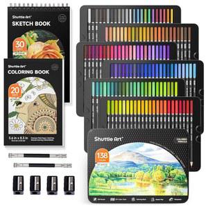 셔틀 아트 138 어른용 컬러 연필, 부드러운 코어 컬러링 연필 세트, 북 1권, 스케치 패드 1개, 샤프너 4개, 연장기 2개, 아티스트 성인에게 완벽한 그림 그리기