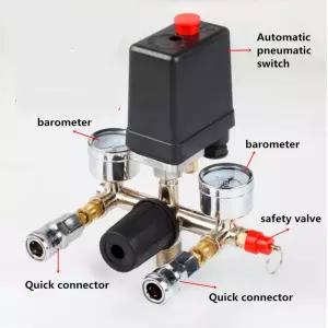 콤푸레샤 부품 220V 공기 압축기 압력 스위치 밸브 05-125MPa 펌프 알루미늄 합금 제어 게이지가있는 매니