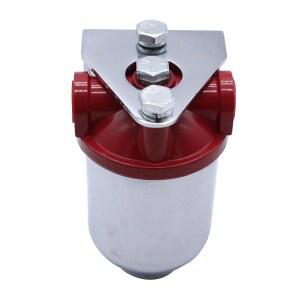 1세트 SHLPDFM 크롬 마감 레드 탑 싱글 포트 인라인 캐니스터 소형 연료 필터 프레임 3/8 NPT 입구 출구 레이싱 포드 랫 핫 스트리트 로드 SBC BBC용 10 마이크론