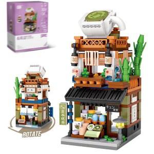 루오그피니 일본 스트리트 뷰 말차 상점 빌딩 블록, 미니 브릭 스토어 건축 세트, 성인을 위한 창의적인 도시 건설 모델, 어린이를 아이디어 선물 (1656)