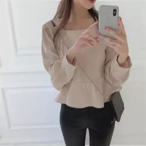 블라우스 여성 셔츠 긴팔 셔링 레이어드 시스루 프릴 남방 오피스룩 퍼프 정장