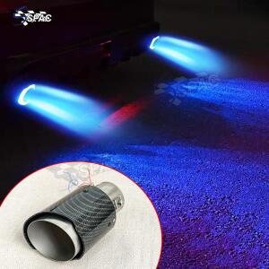 범용 호환 스포츠카 튜닝 배기 머플러 팁 파이프 LED 레드/블루 라이트 테일