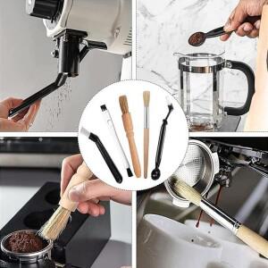 [호환품]1세트 커피 기계 청소 브러시 에스프레소 키트 나무 그라인더 먼지 떨이