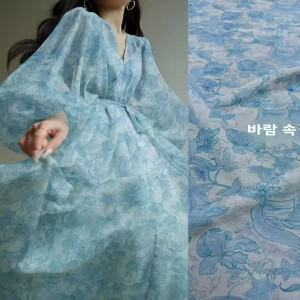 여름  윈드벨 실크 워싱 키구 드레스 원단 0momme 40폭 치파오 한푸 전통  의상용