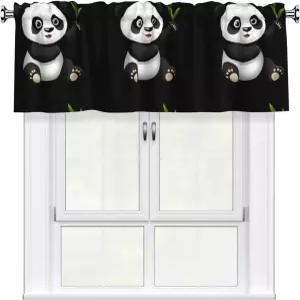 밸런스 로드 숏 커튼 54x18인치 HJFCZH 자이언트 판다가 대나무 프린트를 먹는 홈 데코 블랙아웃 침실 거실