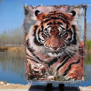 호랑이담요 동물아트이불 쇼파커버 담요 타이거 소파 침실 가정용 커버 이불 엔틱 아트 거실