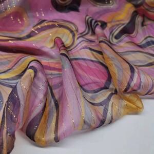 얇은 금색 실 실크 조젯 원단 여름 셔츠 원피스 바지 라이트 옐로우 그린 Y446 136cm 너비 8mm