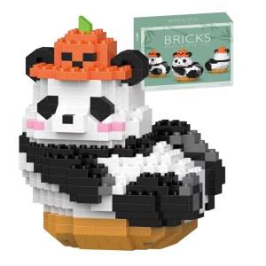 WULOBOOI 미니 빌딩 블록, 동물 세트-호박 판다, 어른을 위한 귀여운 판다 장난감 마이크로 세트, 396개의 작은 카니발 경품 14개+