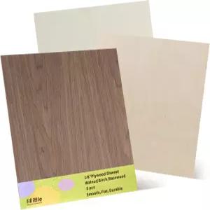 호두나무 목재 시트 6팩 12 x 1/8 인치 배스우드 호두 자작나무 절단 및 각인용 3mm 합판 공예용 각인