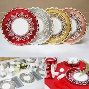 18cm클래식접시(6개입)메탈릭 파티 용품 테이블 생일 Cao7+5ErT