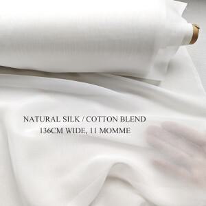 11 모미 천연 실크 코튼 혼방 시폰 거즈 아이보리 화이트 뽕나무 웨딩 원단