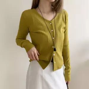 [옷자락] 여자 모달면 스판 슬림 골지 브이넥 가디건