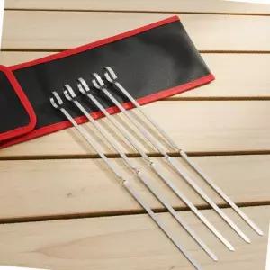 캠핑 바베큐 꼬치 12P 세트 스텐 플랫 꼬챙이 31cm 직화 구이