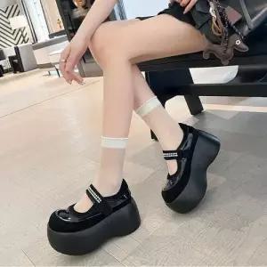 여친 메리제인 러블리 플랩 펌프스 실버 신발 힐펌프스 프렌치 통굽 배색 슈즈 스트랩힐 송편화 다올5