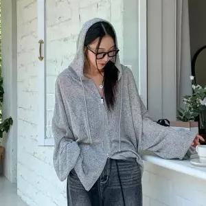 [옷자락]여자 봄 여름 간절기 시원한 면린넨 루즈핏 후드집업_P420393367