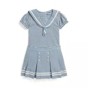 폴로 베이비 여아 저지 세일러 탑 앤 샴브레이 스커트 AS861864