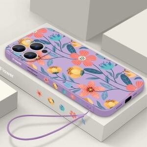 꽃무늬 부드러운 실리콘 랜야드 케이스 아이폰 17 16e 프로 맥스 에어 충격 방지 범퍼 스트립 커버