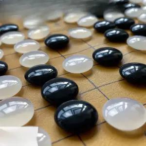 바둑판세트 휴대용 천연수정 옥 마노 소재 표준크기 바둑알 초보자 성인용 보드게임