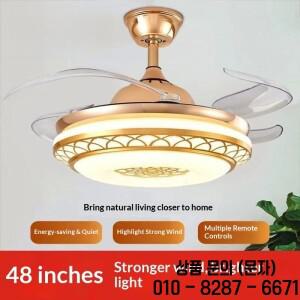 스마트 LED 천장 선풍기 라이트 블루투스 음성 제어 조광 가능 무소음 에너지 절약 거실 골드