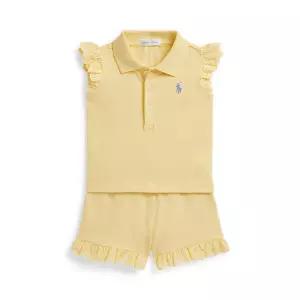 폴로 베이비 여아 아일릿 스트레치 메시 셔츠 앤 쇼트 AS862647