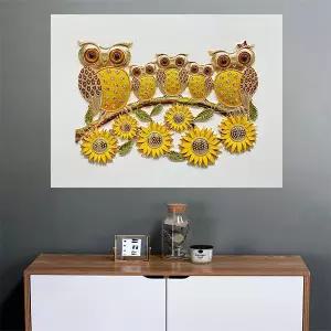 돈 들어오는 부조 해바라기 60x80 복 부엉이 액자