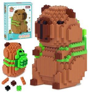 토이니픽 카피바라 빌딩 블록, 1606 PCS 미니 블록 세트, 거북이가 있는 마이크로 파티, 성인 생일 선물 선호