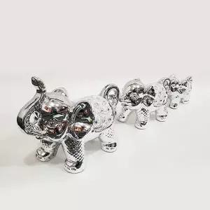 보석 코끼리 3P 실버 인테리어 도자기 테이블 장식 소품