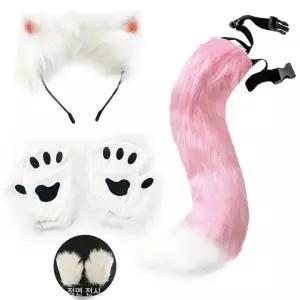 고양이 코스튬 귀 머리띠 액세서리 코스프레 여우 파티 의상 장식 세트