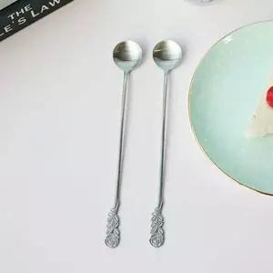 그립감 좋은 장미 스텐 롱티스푼 1P 커피 디저트 스푼 귀여운숟가락