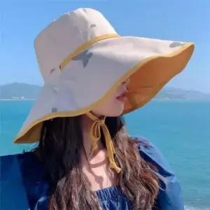 리본 여름 모자 나들이 여성 캡모자 벙거지모자 밀집 사계절 썬캡 선캡 왕골 밀짚 양면 벙거지