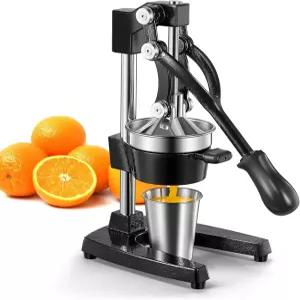 QCen 프로페셔널 주철 수동 착즙기 스테인리스 스틸 스트레이너가 있는 헤비 듀티 시트러스 프레스 오렌지