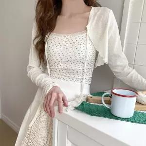 [신세계라이브쇼핑][옷자락] 여자 시스루 리본 플라워 나시 여리핏 볼레로 니트 세트