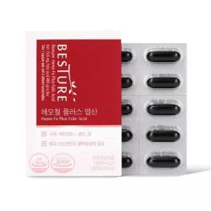 베스쳐 헤모철 플러스 엽산 철분 헴철 비타민B12 60캡슐