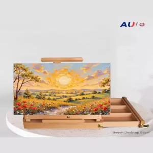 너도밤나무 원목 데스크탑 이젤 서랍형 휴대용 유화 미술 보관함 실용적 아트 작업용 디자인 견고한