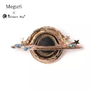 Meguri 우주 블랙 홀 브로치 니트 포인트 패션 뱃지 인터스텔라 감성 여성 악세사리