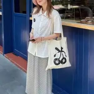 치마 여사친 롱 미디엄 봄가을 시크도트 통근자객 일자 프린트 모던 밴딩 DUCHI1