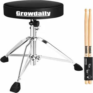 그로우데일리 드럼 왕좌 시트 조절 가능한 스툴 유니버설 패딩 드러머 성인 초보 위한 5A 스틱 포함