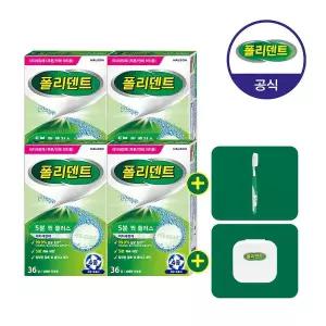 폴리덴트 5분 의치세정제 36정x4박스 (칫솔+케이스 증정)