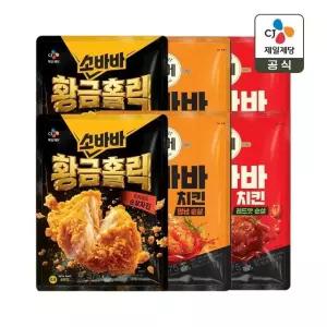 고메 소바바치킨 황금홀릭 순살 375g x2개+양념 순살 375g x2개+레드핫 순살 375g x2개