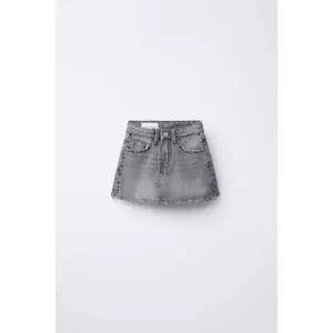 [국내배송] 자라 ZARA 스터드 데님 버뮤다 스커트 - 스톤 938335