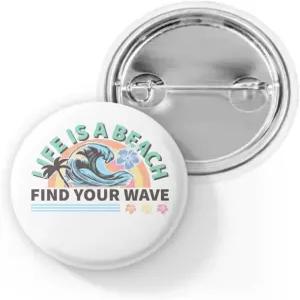 라이프 이즈 어 비치 웨이브 핀 버튼 - 레트로 서핑 에스테틱 러버 배지 여름 코스탈 바이브 액세서리 오션