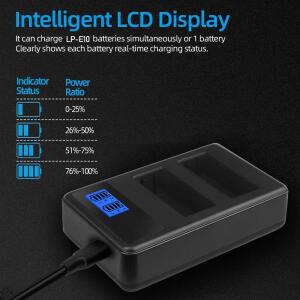 Canon EOsRebel T3T5T6T7EOS 1200DEOS 2000D EOS3000D 등에 호환한 LP-E10 듀얼 슬롯 카메라 배터리 충전기